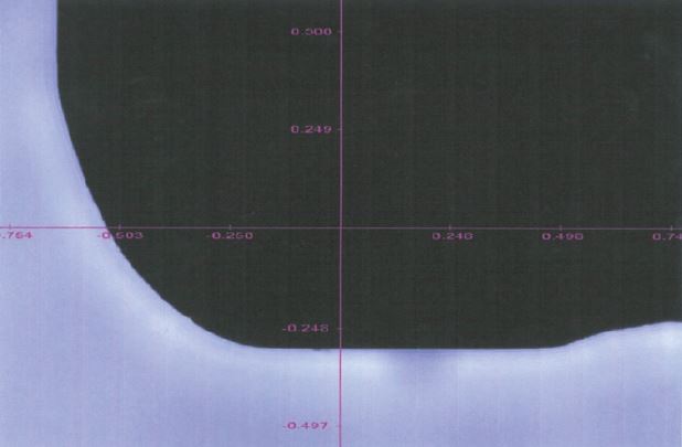 Verschlissener Radius an CVD-Formrolle Verschlissener Radius an CVD-Formrolle